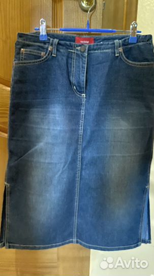 Джинсовая юбка длинная с разрезами