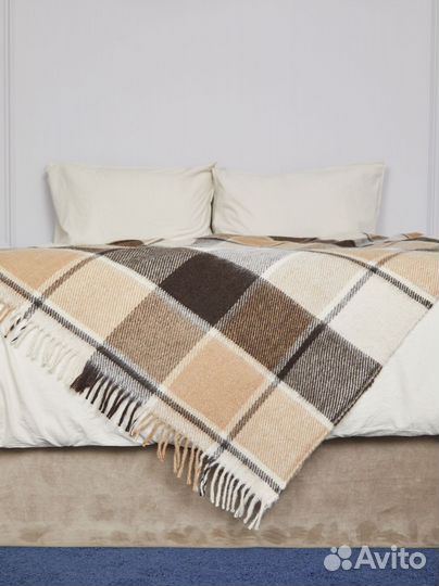 Плед шерстяной 140х200 см, цвет Бежево-коричневый