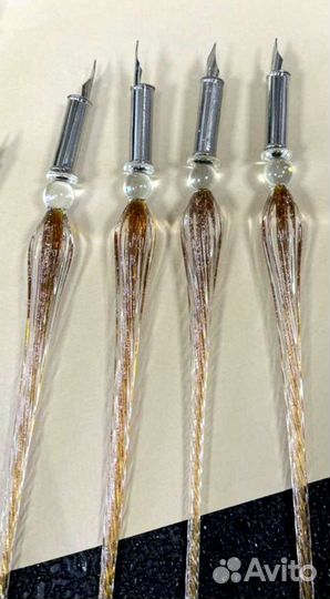 Перо на стеклянной ручке для каллиграфии Новое