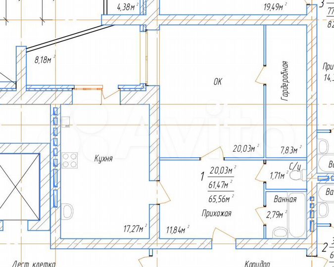 1-к. квартира, 65 м², 8/9 эт.