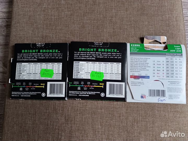Наборы струн GHS BB10U, DAddario EZ890, США