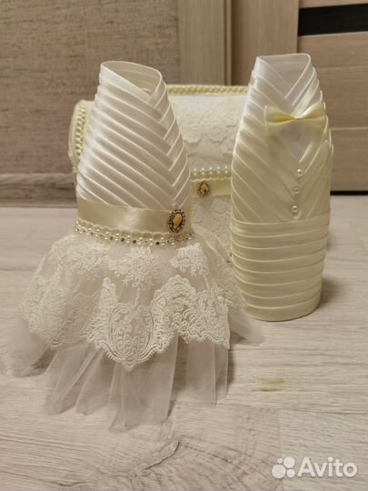 Свадебное украшение на бутылки и казна