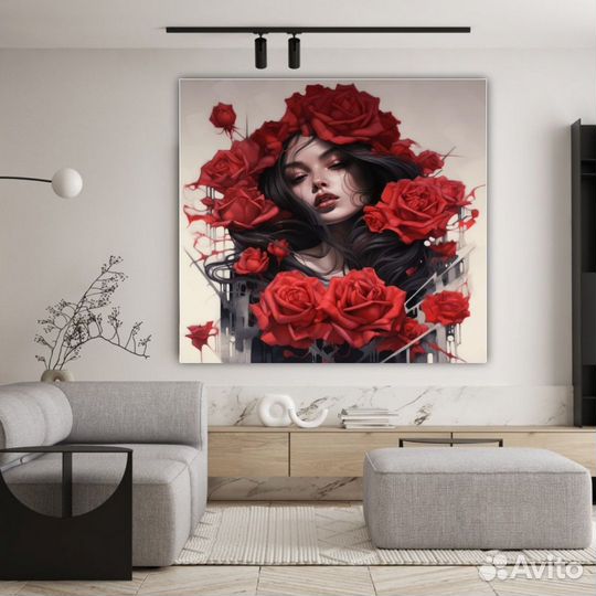 Картина маслом погружение в розы Онлайн примерка