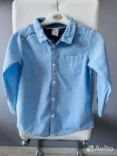 Голубая рубашка на мальчика H&М, 92 2 года