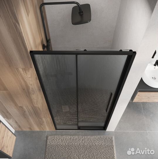 Душевая дверь Niagara Nova 120 NG-84-L12FHB профиль черный матовый/стекло рифленое