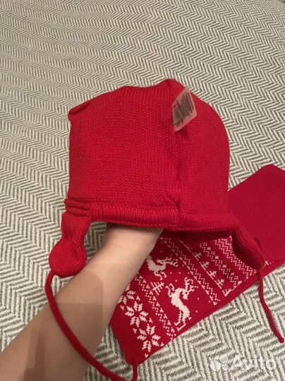 Комплект зимний шапка и шарф детский новый