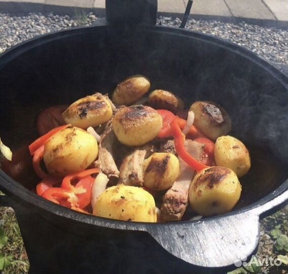 Чугунный казан и печь 12 литров