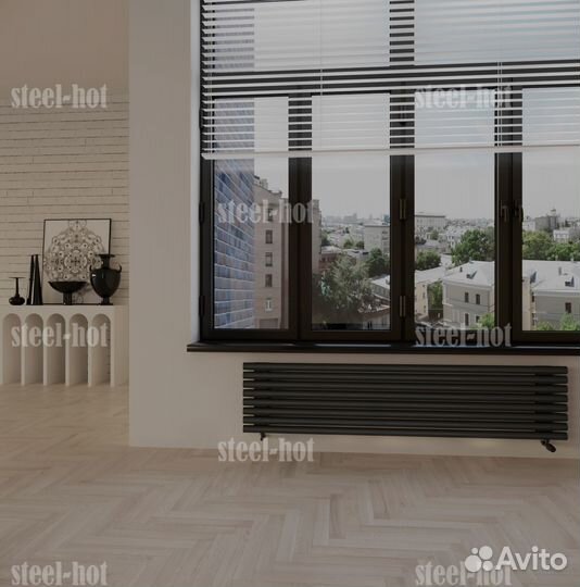 Горизонтальный дизайнерский радиатор Steel-Hot от
