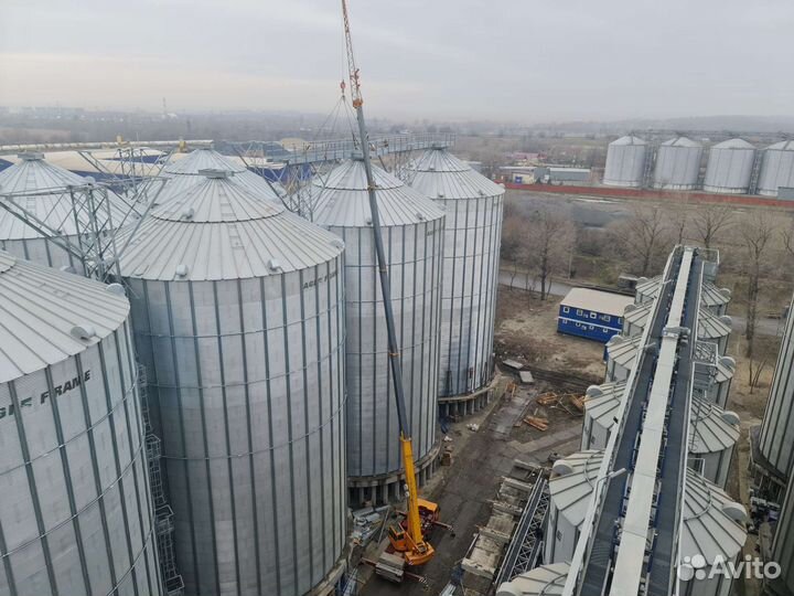 Монтаж силосов металлических для зерна (элеватор)