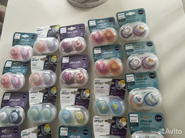 Соски пустышки avent 0-6 мес и 6-18 мес