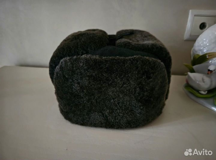 Новая мужская шапка ушанка 58 размер кожа+овчина