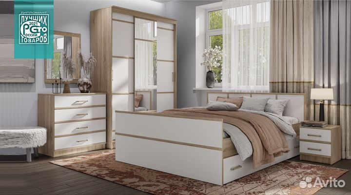 Кровать с ящиками Киото + матрас 160х200см