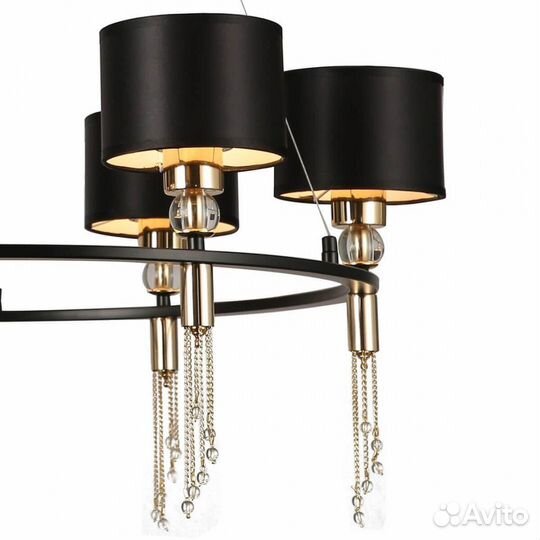 Люстра подвесная металл и текстиль в спальню