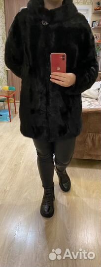 Шуба норковая с капюшоном