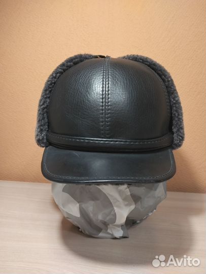 Мужская шапка-ушанка из натуральной кожи (Турция)