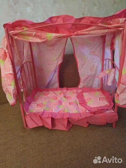 Кроватка для кукол разборная с балдахином