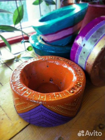 Горшок для цветов из арт-бетона