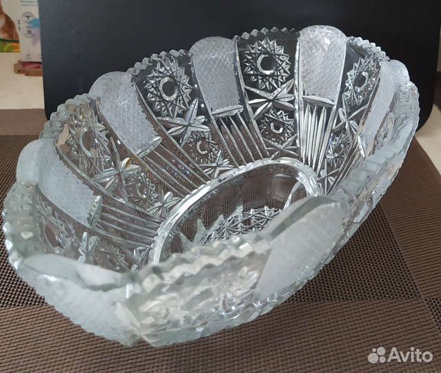 Большая хрустальная ваза ладья, СССР