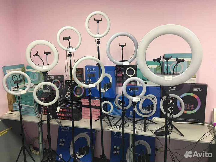 Кольцевая лампа + усиленный штатив 210 см гарантия