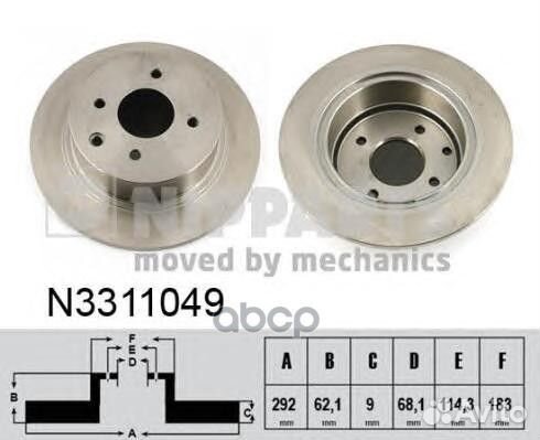 N3311049 Диск тормозной nissan tiida 07- задний