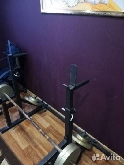 Стойка для штанги+грифом и блинами