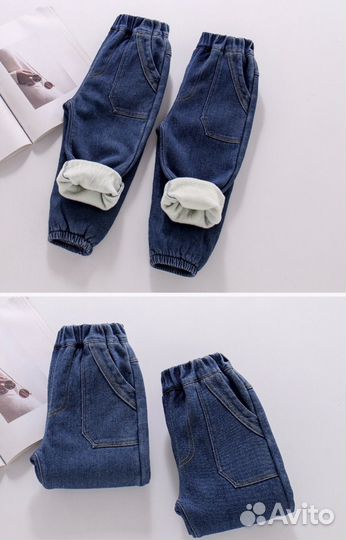 Теплые джинсы с начесом для мальчика 90 -120