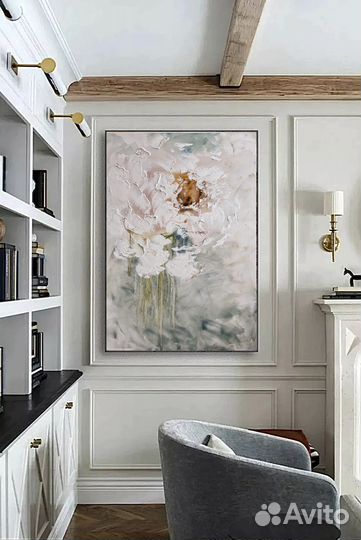 Светлая Интерьерная Картина Большая Картина Пион