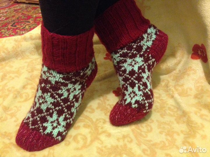 Шерстяные вязаные носки