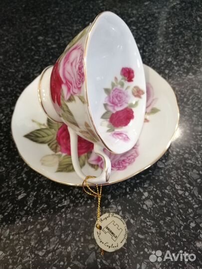 Чашка с блюдцем костяной фарфор