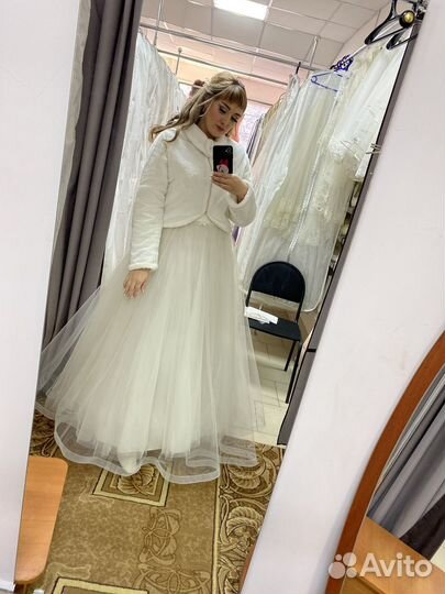 Свадебное платье 46 48 бу