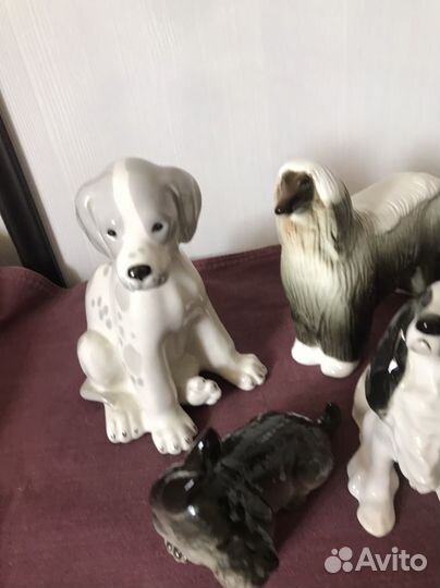 Фарфоровые статуэтки собак коллекция 7 шт