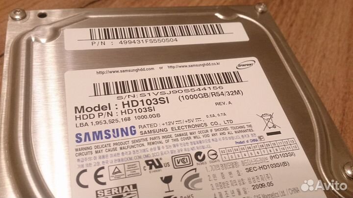 Жесткий диск Samsung 1000Gb - remap - отправлю