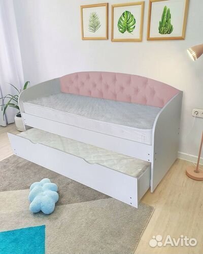 Кровать доп место от 2х лет лдсп мягк спинка