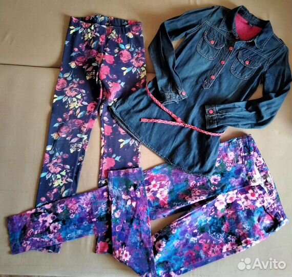 Рубашка-туника, брюки, лосины, 152-158