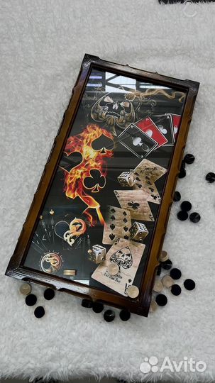 Нарды резные ручной работы со стеклом 