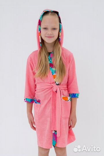 Халат подростковый из махры Ассоль розовый