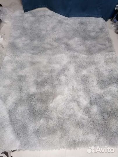 Серый меховой ковёр 230х160смш