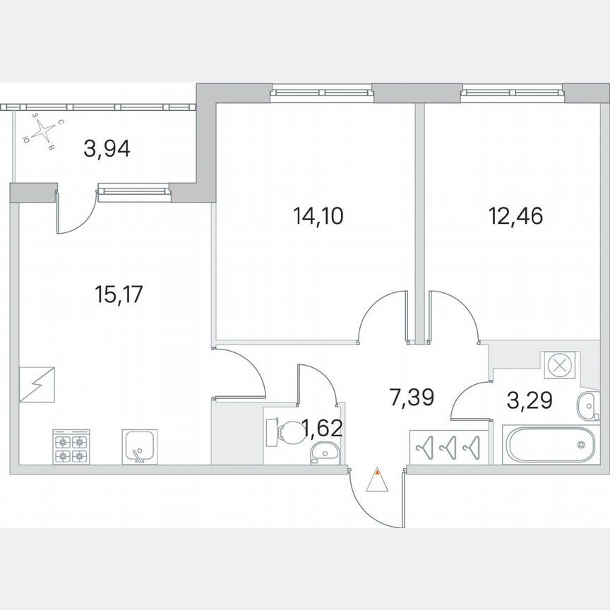 2-к. квартира, 56 м², 4/5 эт.