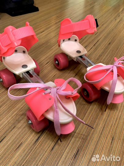 Розовые детские роликовые коньки
