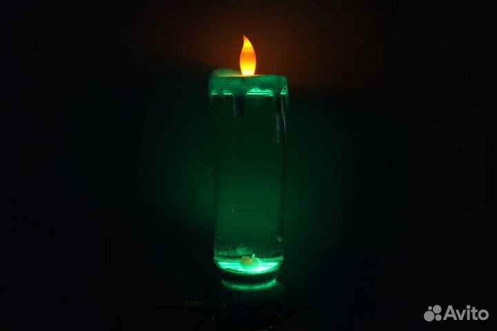 Ночник свеча светодиодная с блестками 3aaа/USB