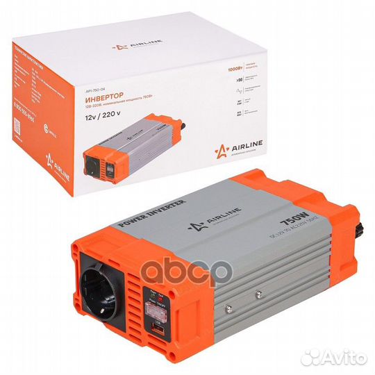 Инвертор 12В-220В, 750 Вт (API-750-04) API-750-04