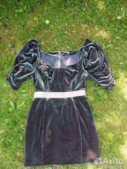 Платье бархатное серое