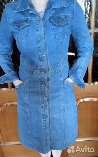 Denim DNM фирменное джинсовое платье плащ 42-44 XS