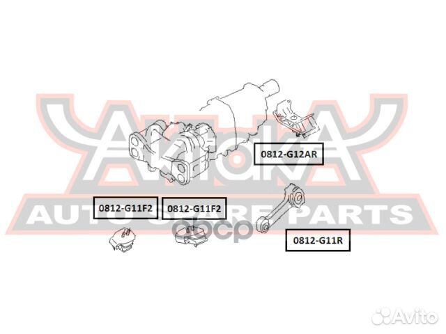Подушка двигателя ат зад прав/лев 0812G12AR