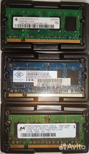 Оперативная память sodimm DDR, DDR2, DDR3