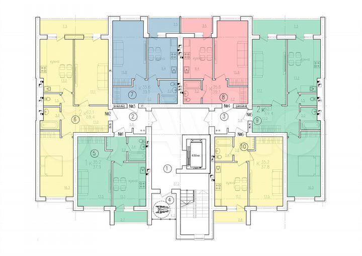 2-к. квартира, 69,4 м², 8/10 эт.