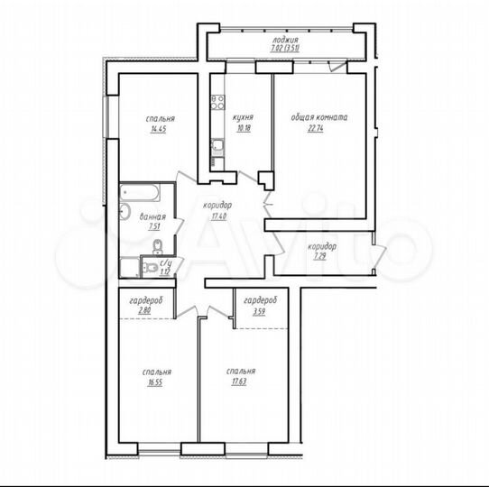4-к. квартира, 117 м², 2/8 эт.