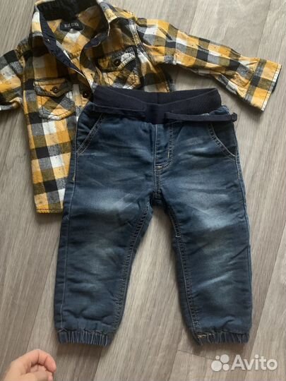 Комплект джинсы и рубашка 74-80