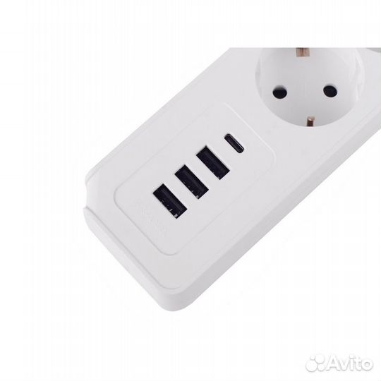 Удлинитель Power Strip USB Extended 3 Euro 16A, 4