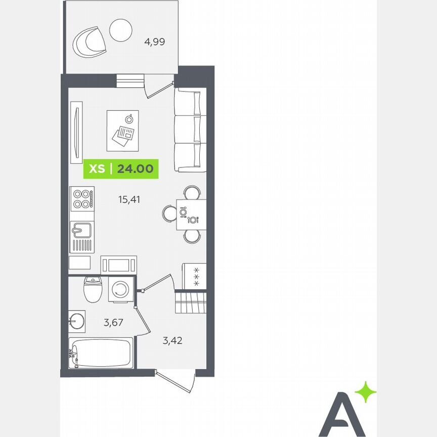 Квартира-студия, 24 м², 12/12 эт.